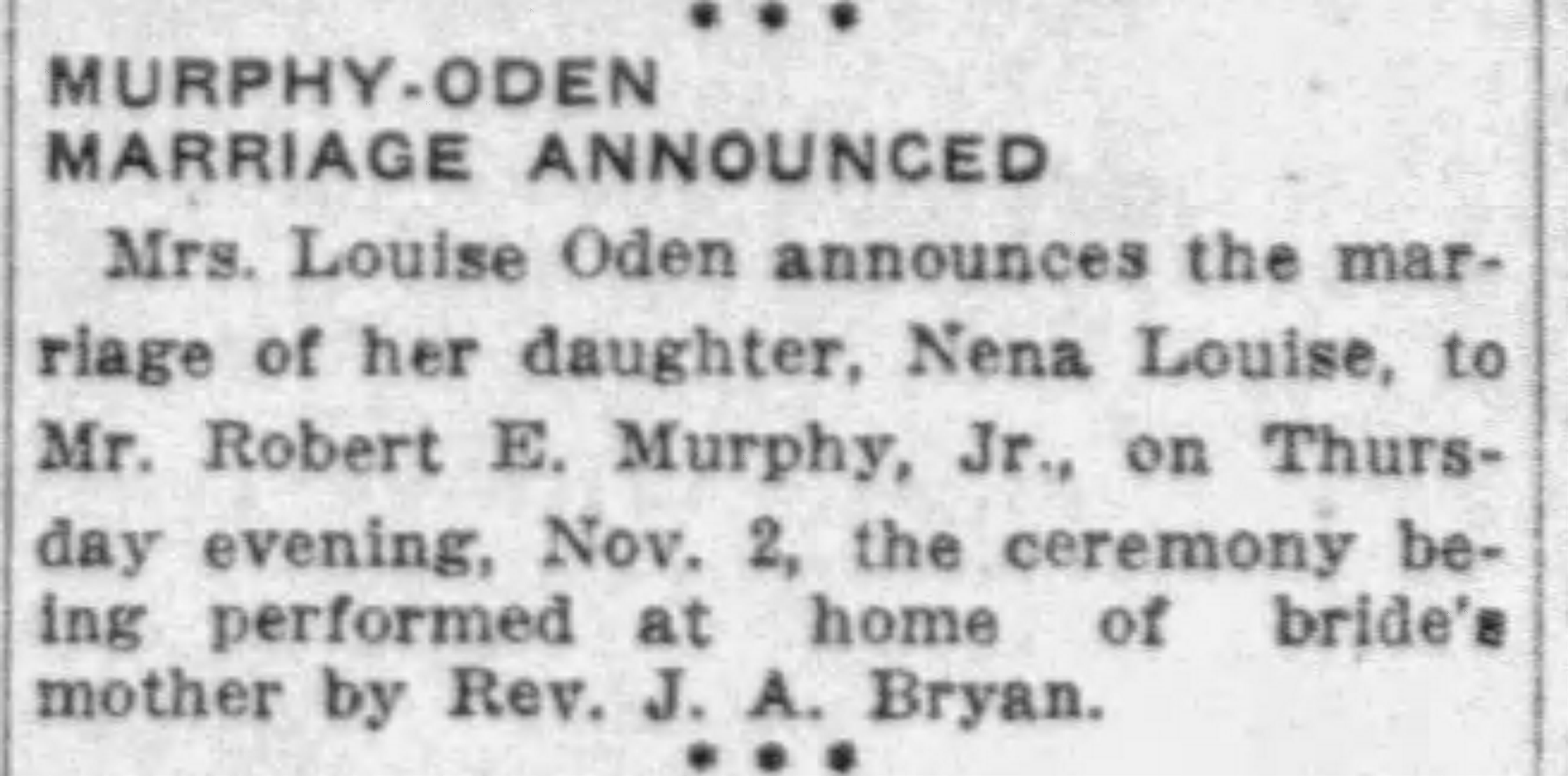 Robert E. Murphy, Jr.-Nena Louise Oden
